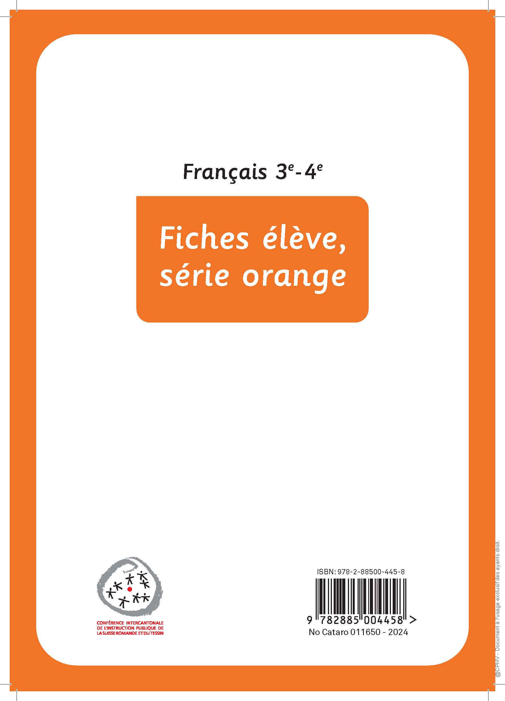 3e-4e - Français - Nouveau MER - Fiches élève: série orange